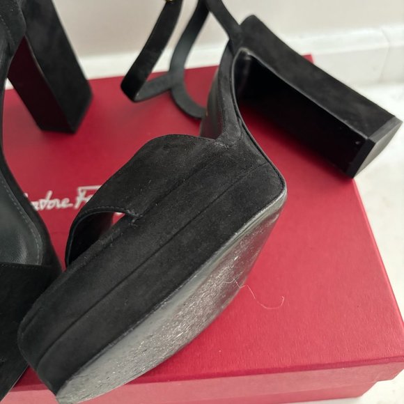 Ferragamo Suede Platform Sandals Size 9 - Picture 3 of 5